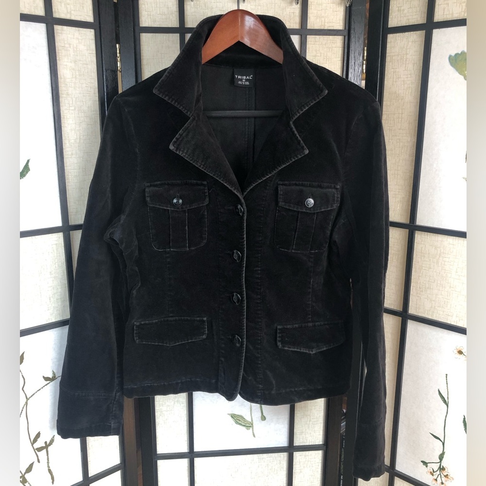 TRIBAL Black Velvet Suit Vest for Women. Size 10.